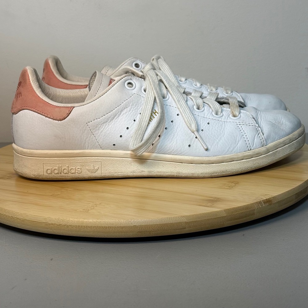 Adidas Originals Stan Smith White Pink Leather Lace Up Trainers Sneaker Mens 7.5